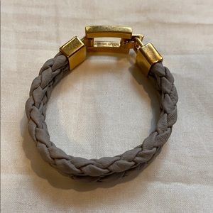 Lia Sophia taupe braided leather bracelet